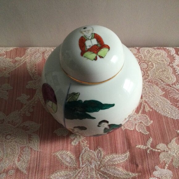 Vintage Ginger Jar Chinese Porcelain Hand Painted with Lid zhong guo Jingdezhen - Picture 2 of 8